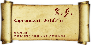 Kapronczai Jolán névjegykártya